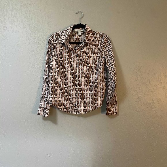 Forever 21 Contemporary Long Sleeve Button-Down Shirt 70s Pattern Small - Picture 7 of 7